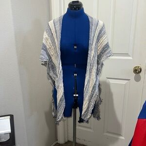 Striped Blue and White Kimono Cardigan